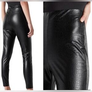 7 For All Mankind - Vegan Faux Crocodile Embossed Stretch Pants - Black - Medium